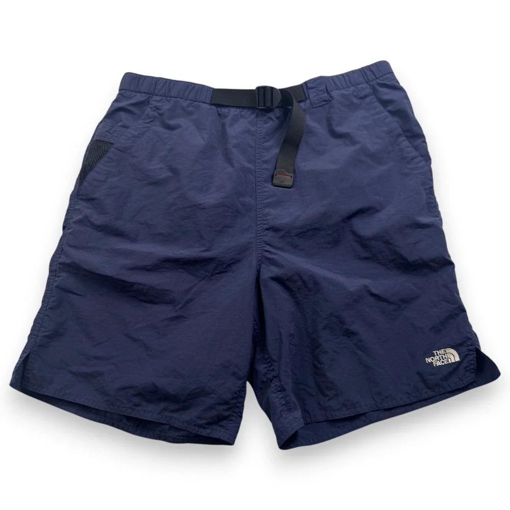 The North Face Mens Class V Belted Hiking Shorts Navy Blue Nylon M Long V608546